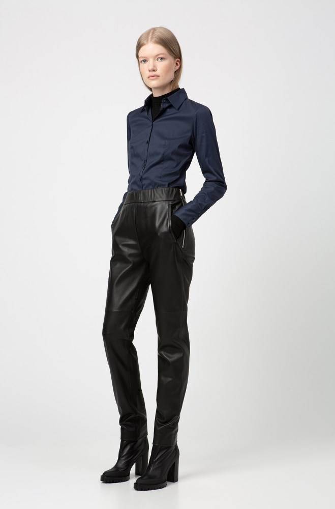 Hugo Boss Slim-fit blouse Mørke Blå | 6VQP5a7J