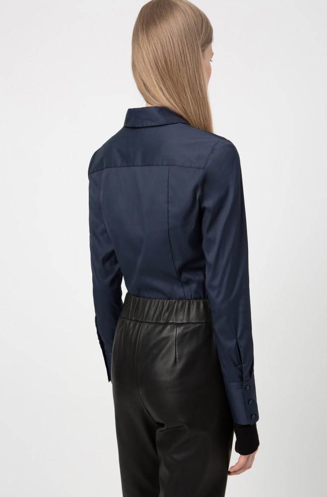 Hugo Boss Slim-fit blouse Mørke Blå | 6VQP5a7J