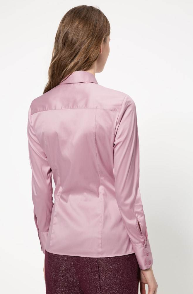 Hugo Boss Slim-fit blouse Mørke Rosa | IWoNYBz8