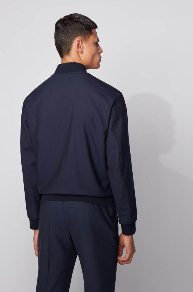 Hugo Boss Slim-fit blouson-style jacket Mørke Blå | DY2RMUBZ