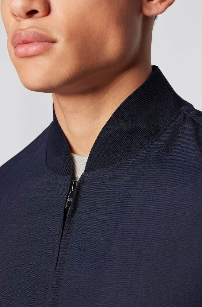 Hugo Boss Slim-fit blouson-style jacket Mørke Blå | DY2RMUBZ