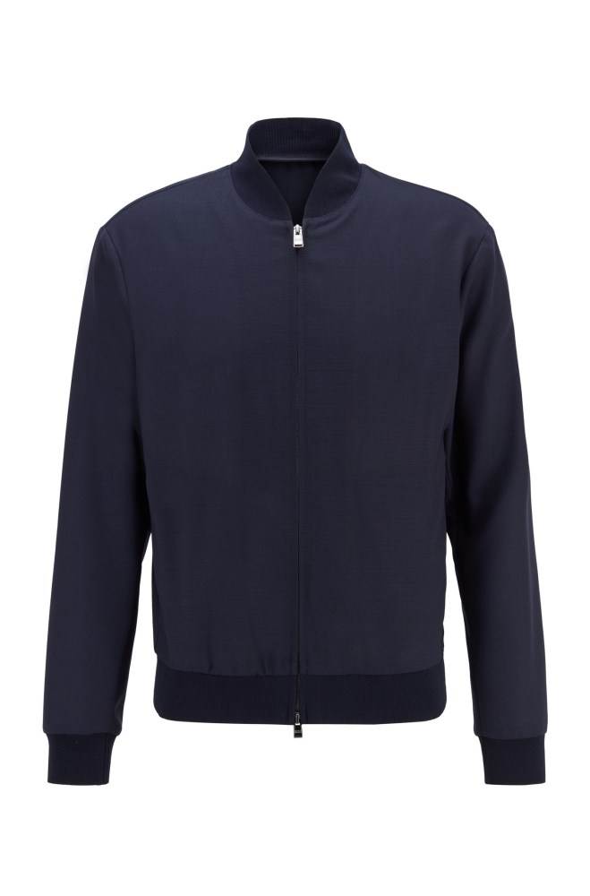 Hugo Boss Slim-fit blouson-style jacket Mørke Blå | DY2RMUBZ