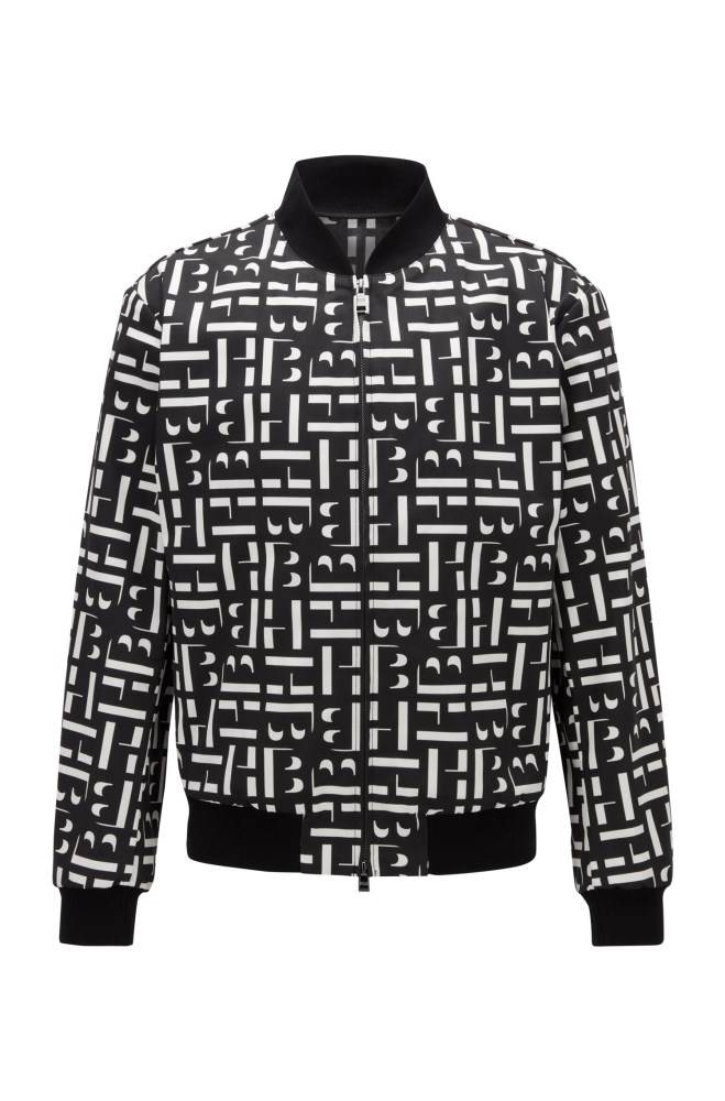 Hugo Boss Slim-fit blouson-style jacket Svarte | dfKFSV7U