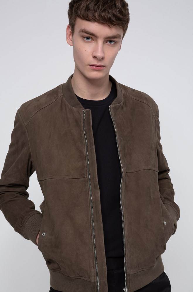 Hugo Boss Slim-fit bomber jacket Khaki | HRdE14V5