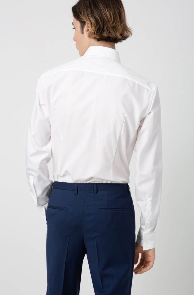 Hugo Boss Slim-fit business shirt Hvite | ZnyxtS5E