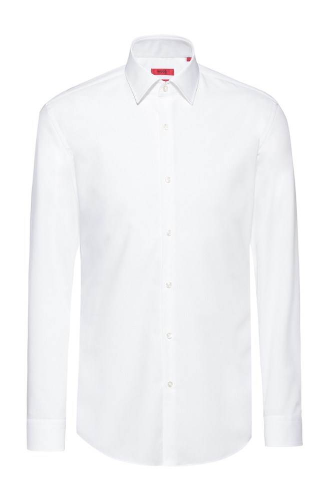 Hugo Boss Slim-fit business shirt Hvite | ZnyxtS5E