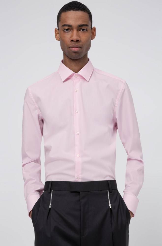 Hugo Boss Slim-fit business shirt Lyse Rosa | WqVU3R3X