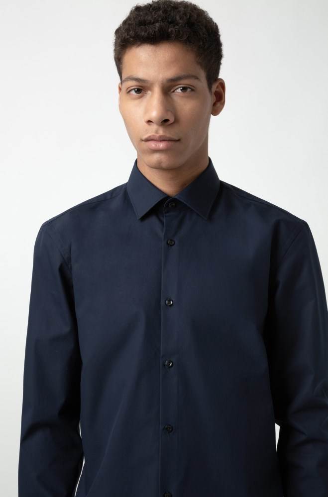 Hugo Boss Slim-fit business shirt Mørke Blå | ZOa3VgcK