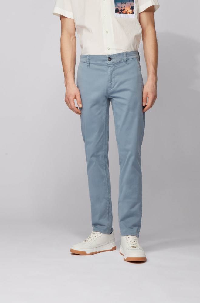 Hugo Boss Slim-fit casual chinos Blå | UMI4vn1v