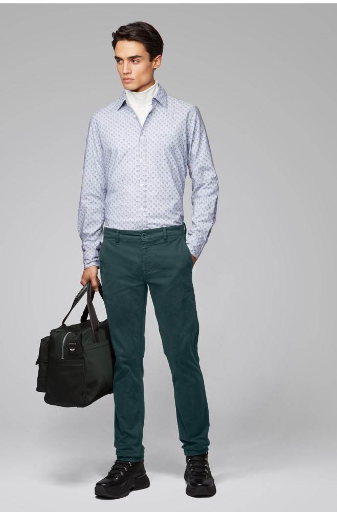 Hugo Boss Slim-fit casual chinos Grønn | 1ctTEopV