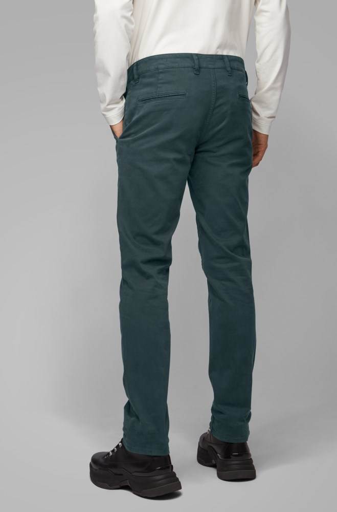 Hugo Boss Slim-fit casual chinos Grønn | 1ctTEopV