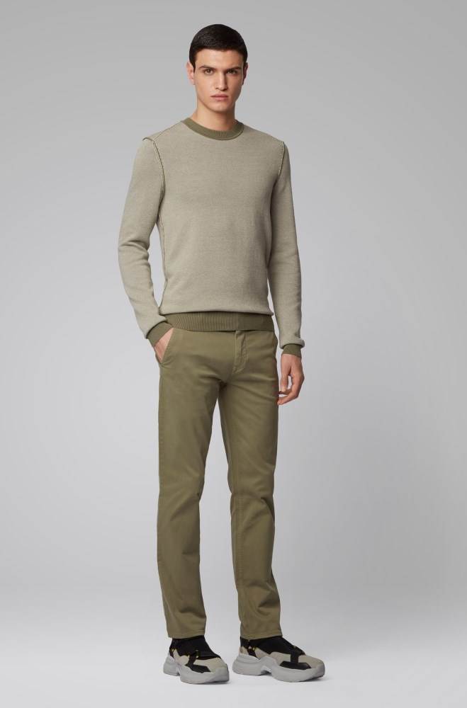 Hugo Boss Slim-fit casual chinos Grønn | qWY3qdj1