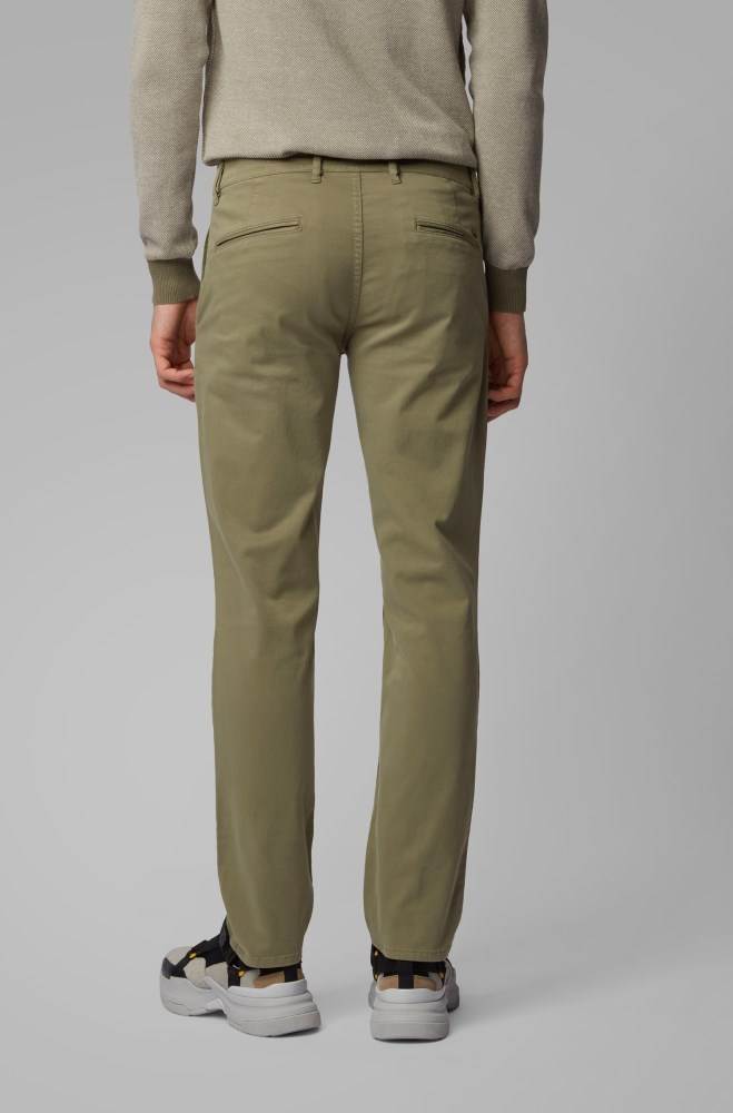 Hugo Boss Slim-fit casual chinos Grønn | qWY3qdj1