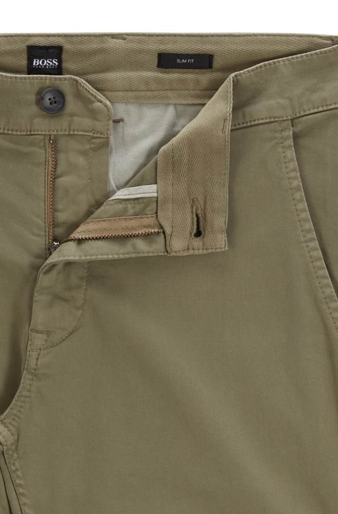 Hugo Boss Slim-fit casual chinos Grønn | qWY3qdj1