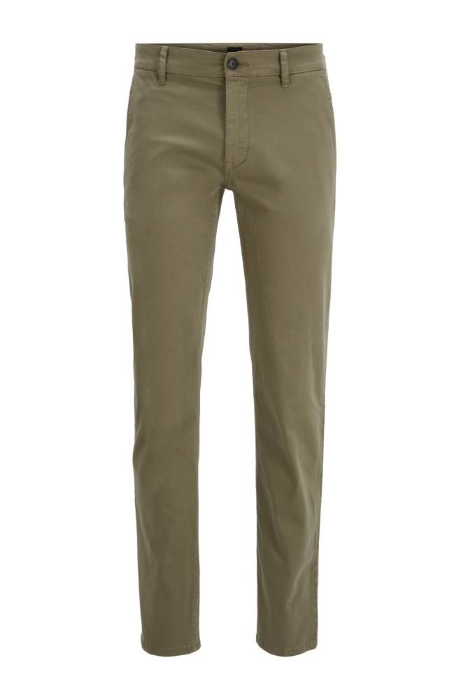 Hugo Boss Slim-fit casual chinos Grønn | qWY3qdj1