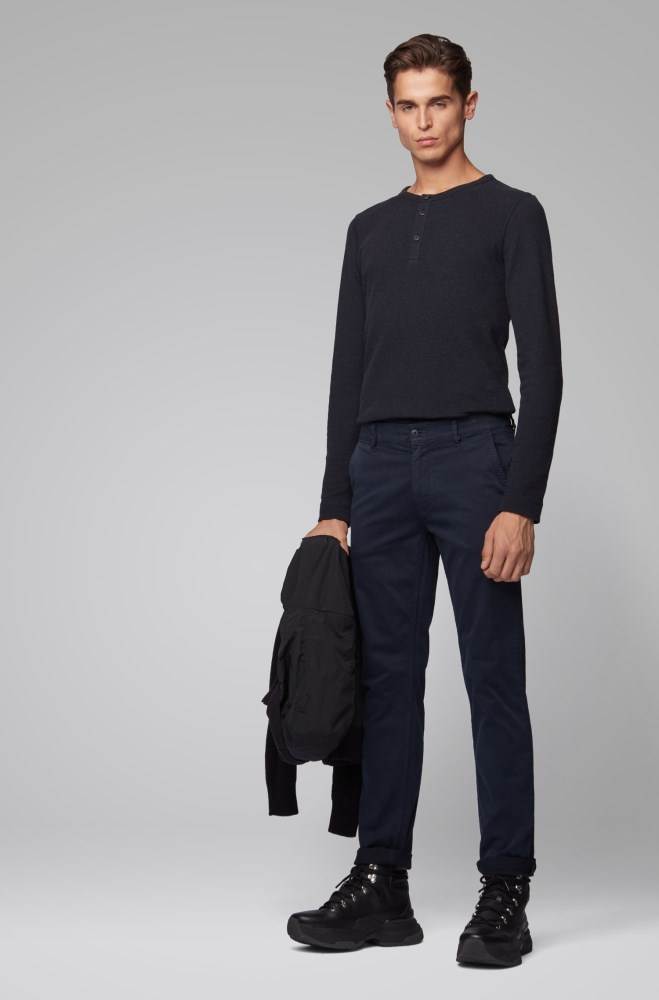 Hugo Boss Slim-fit casual chinos Mørke Blå | 1LZdr6Yn