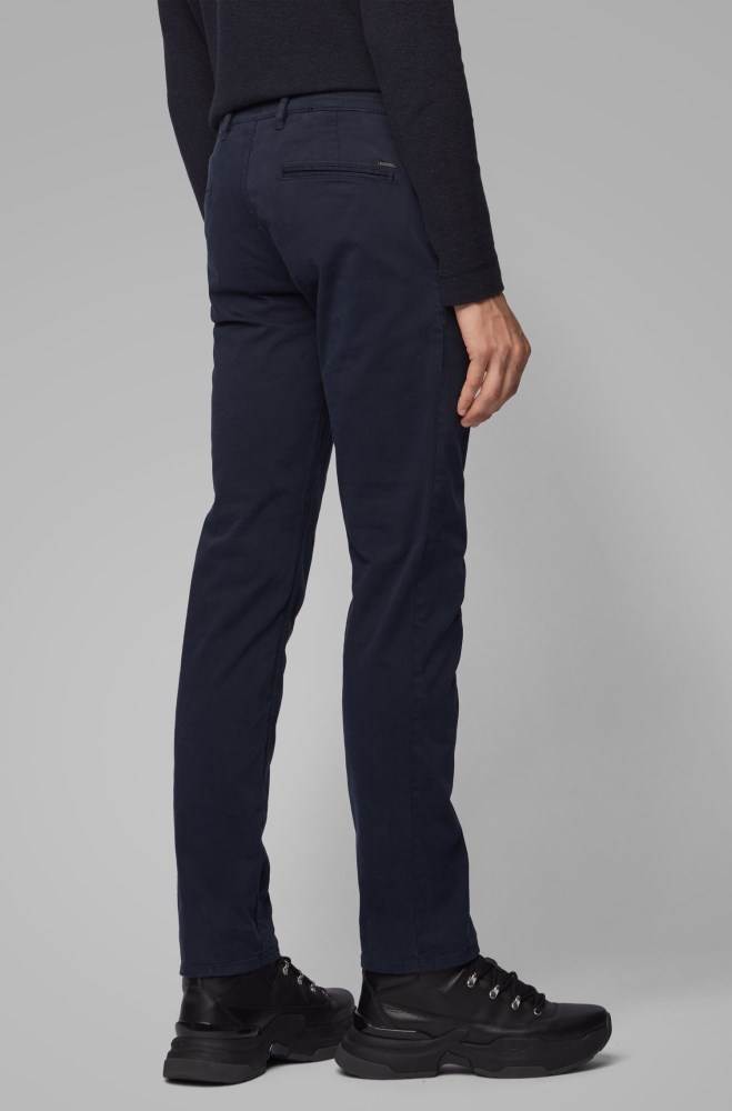 Hugo Boss Slim-fit casual chinos Mørke Blå | 1LZdr6Yn