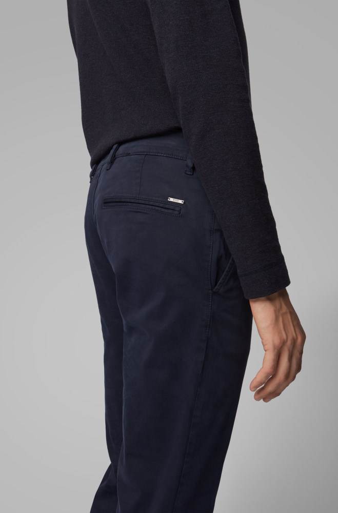 Hugo Boss Slim-fit casual chinos Mørke Blå | 1LZdr6Yn