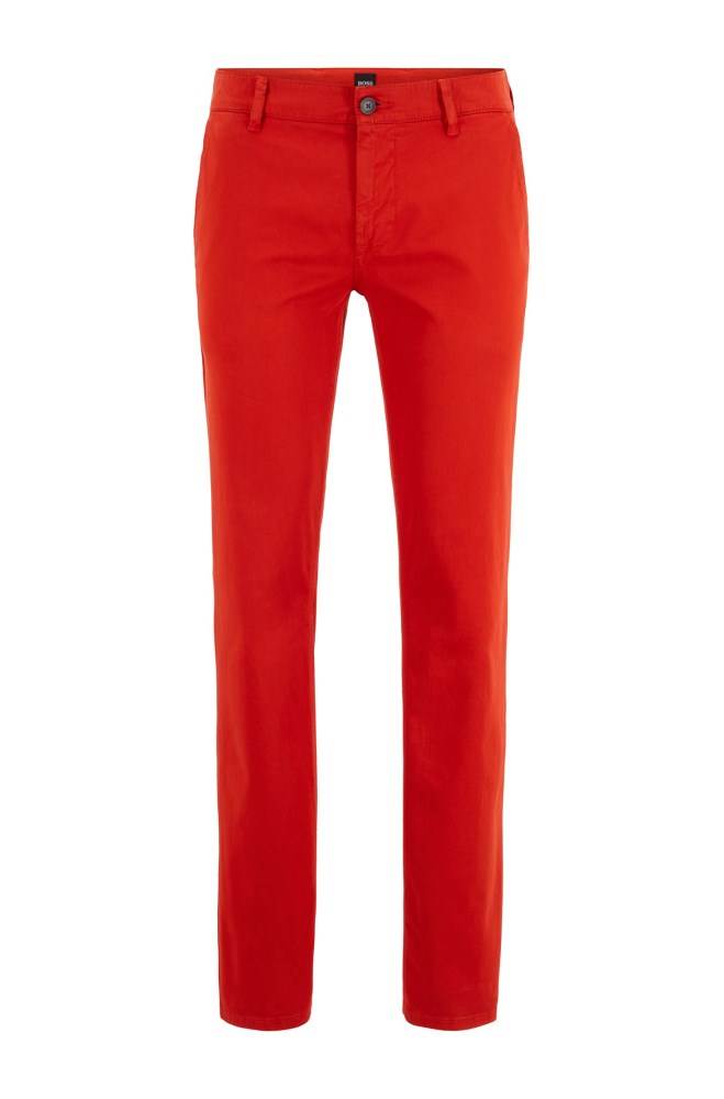 Hugo Boss Slim-fit casual chinos Mørke Oransje | rmaO2pYm