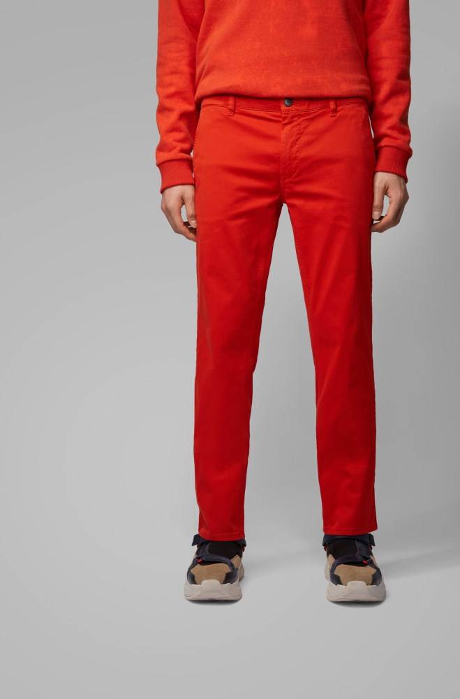 Hugo Boss Slim-fit casual chinos Mørke Oransje | rmaO2pYm