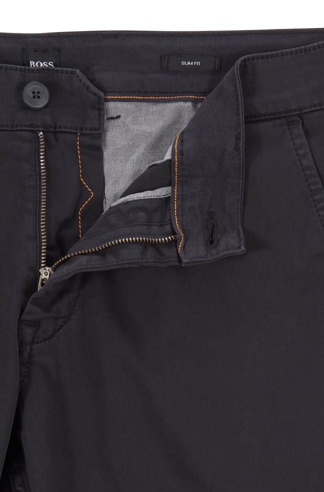 Hugo Boss Slim-fit casual chinos Svarte | hmstEbGH