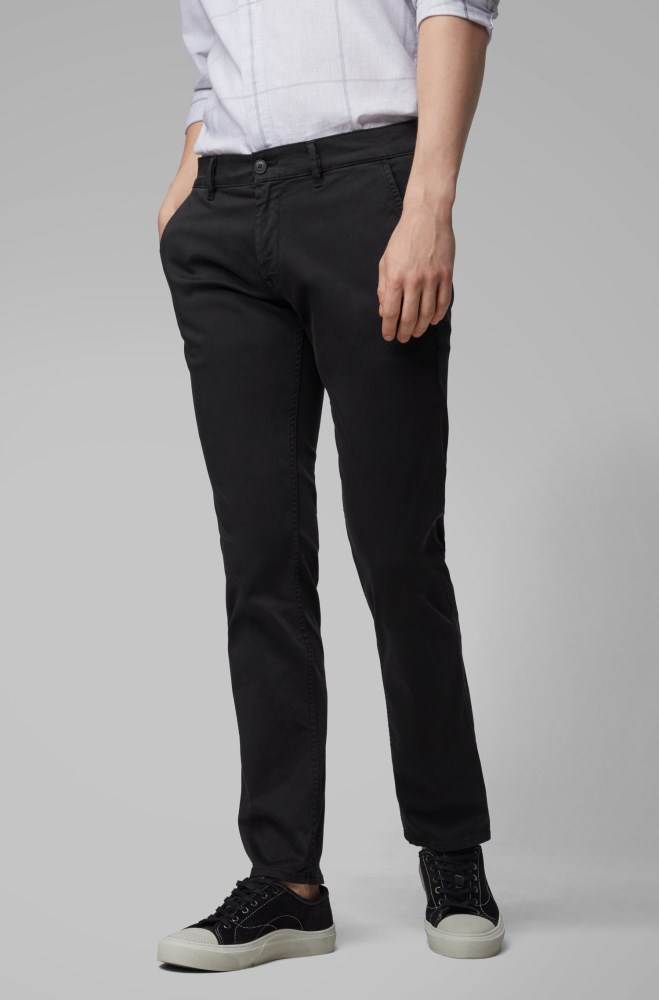 Hugo Boss Slim-fit casual chinos Svarte | hmstEbGH