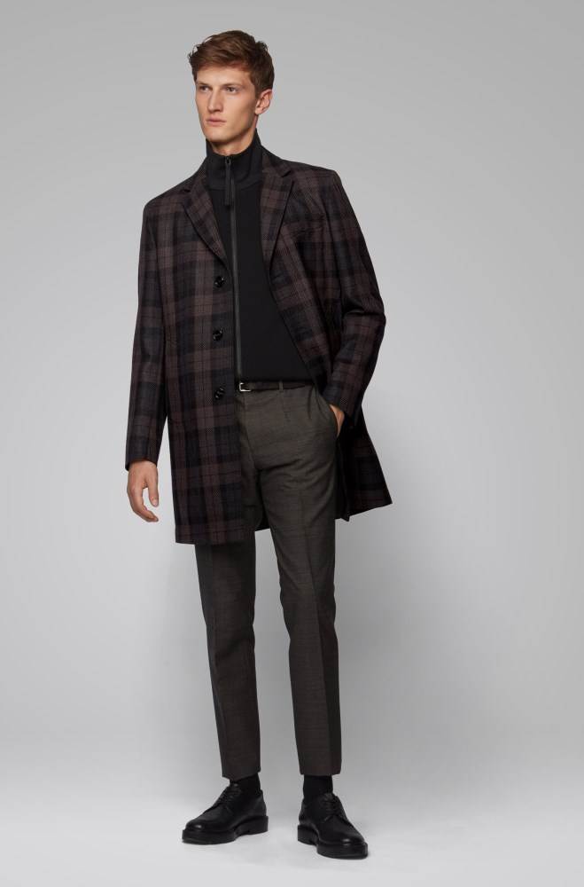 Hugo Boss Slim-fit checked coat Patterned | VMskujfG