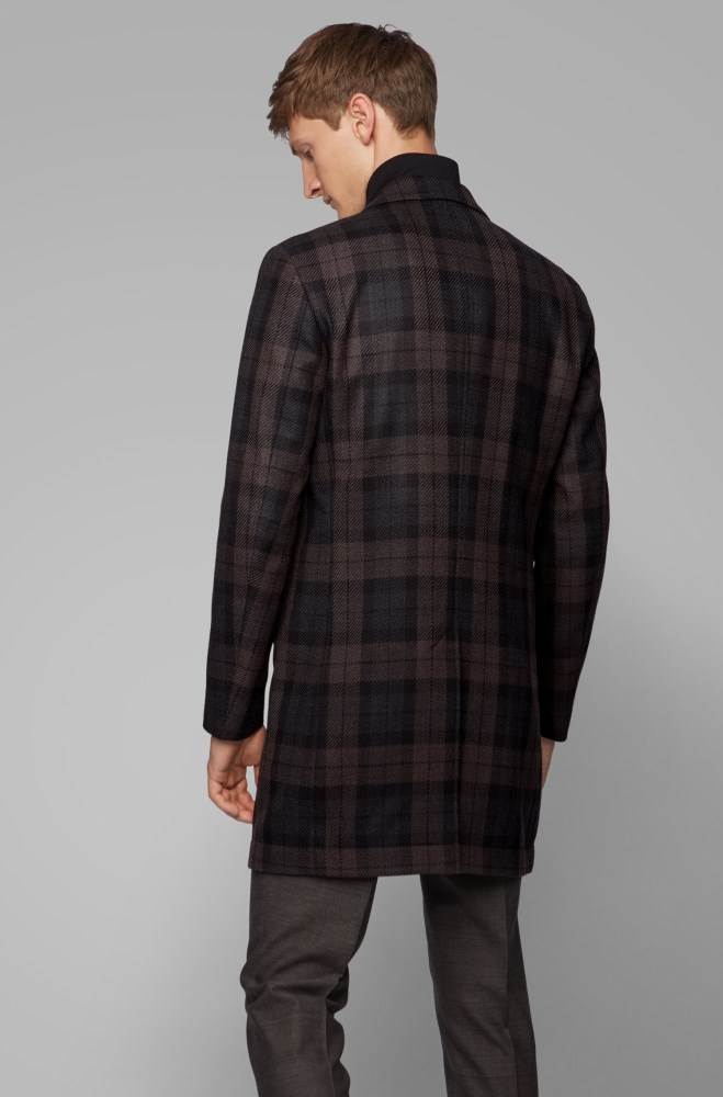 Hugo Boss Slim-fit checked coat Patterned | VMskujfG