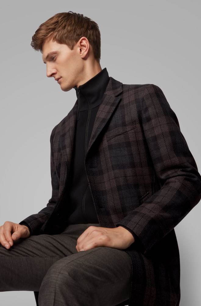 Hugo Boss Slim-fit checked coat Patterned | VMskujfG