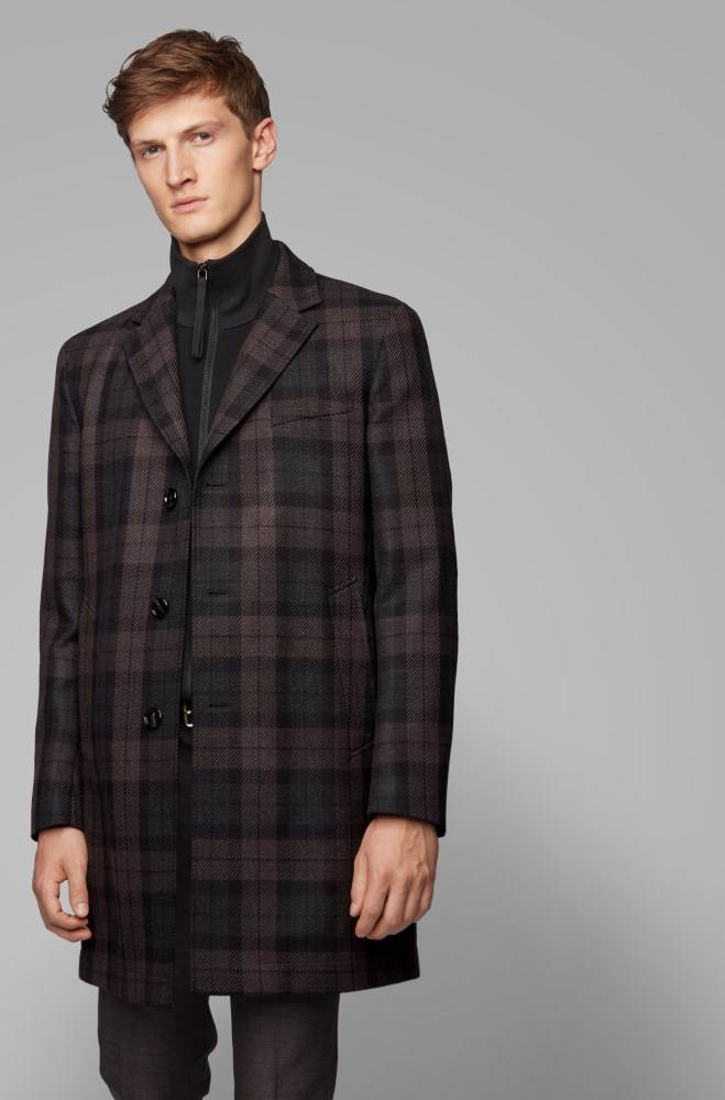 Hugo Boss Slim-fit checked coat Patterned | VMskujfG