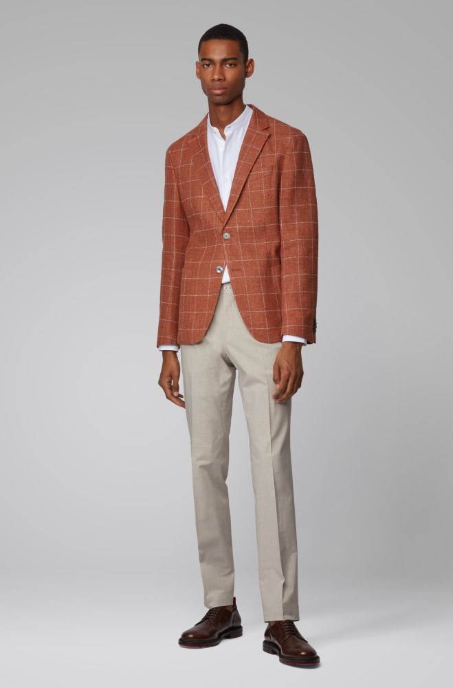 Hugo Boss Slim-fit checked jacket Oransje | 3oPwewjC