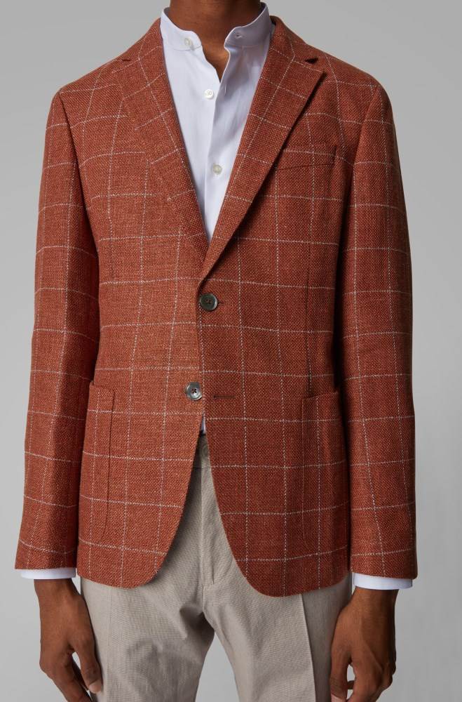 Hugo Boss Slim-fit checked jacket Oransje | 3oPwewjC