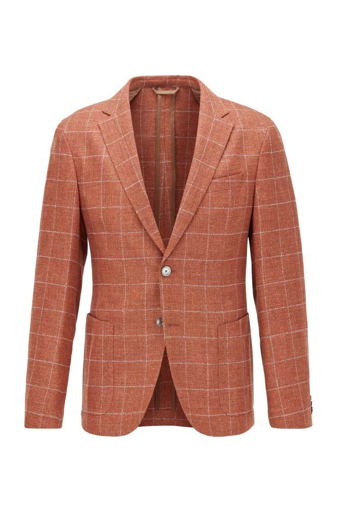 Hugo Boss Slim-fit checked jacket Oransje | 3oPwewjC