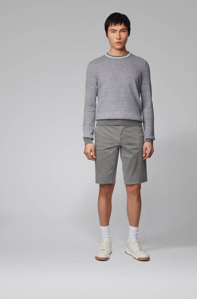 Hugo Boss Slim-fit chino shorts Grå | 76Yze8DH