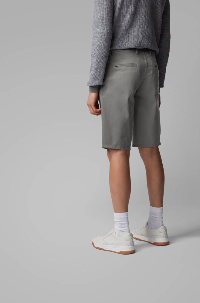 Hugo Boss Slim-fit chino shorts Grå | 76Yze8DH