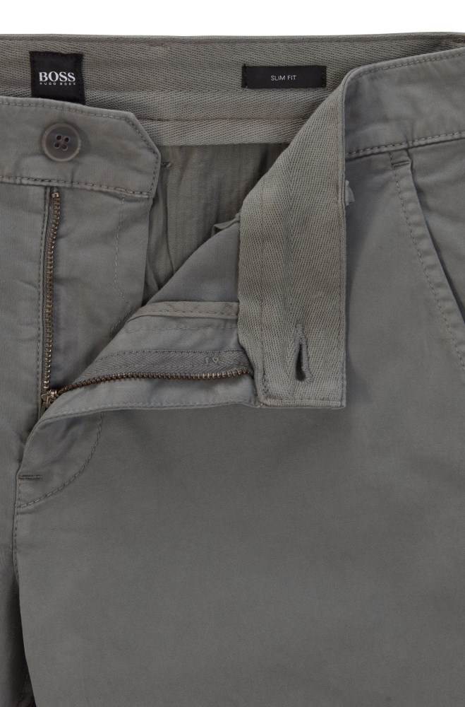 Hugo Boss Slim-fit chino shorts Grå | 76Yze8DH