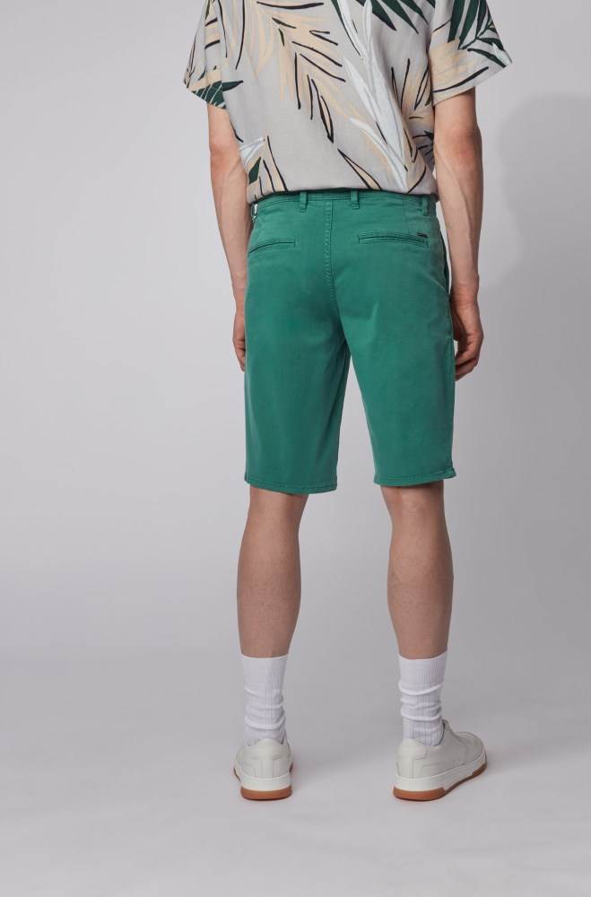 Hugo Boss Slim-fit chino shorts Grønn | 7IRVsNfN