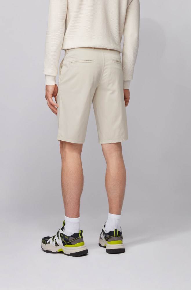 Hugo Boss Slim-fit chino shorts Lyse Beige | ZRBDu72c