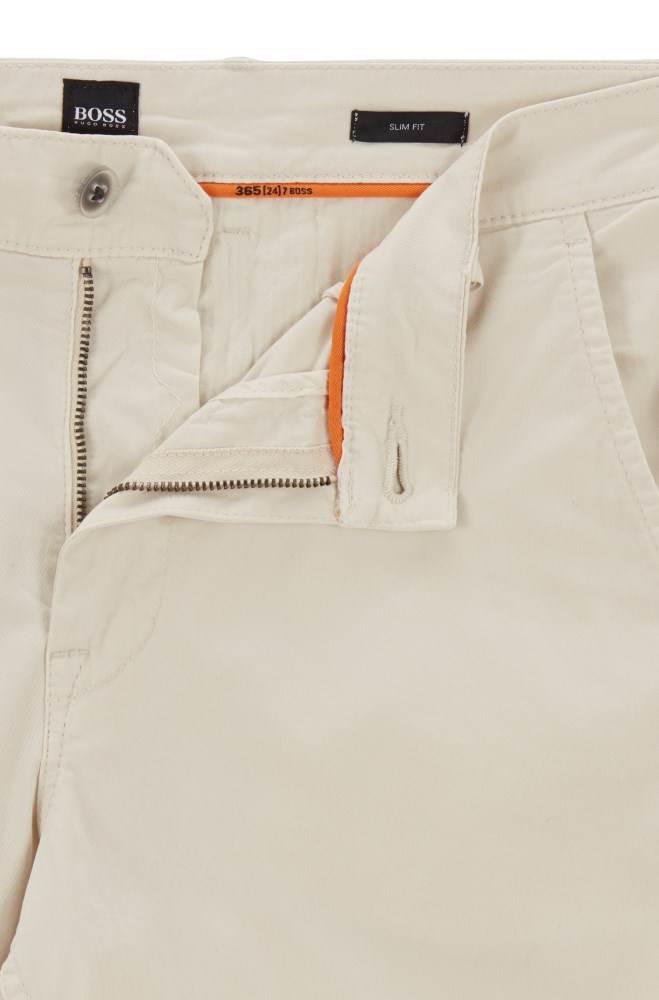 Hugo Boss Slim-fit chino shorts Lyse Beige | ZRBDu72c