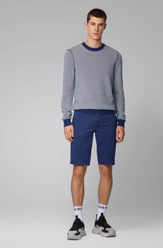 Hugo Boss Slim-fit chino shorts Mørke Blå | E0Bu4nqu