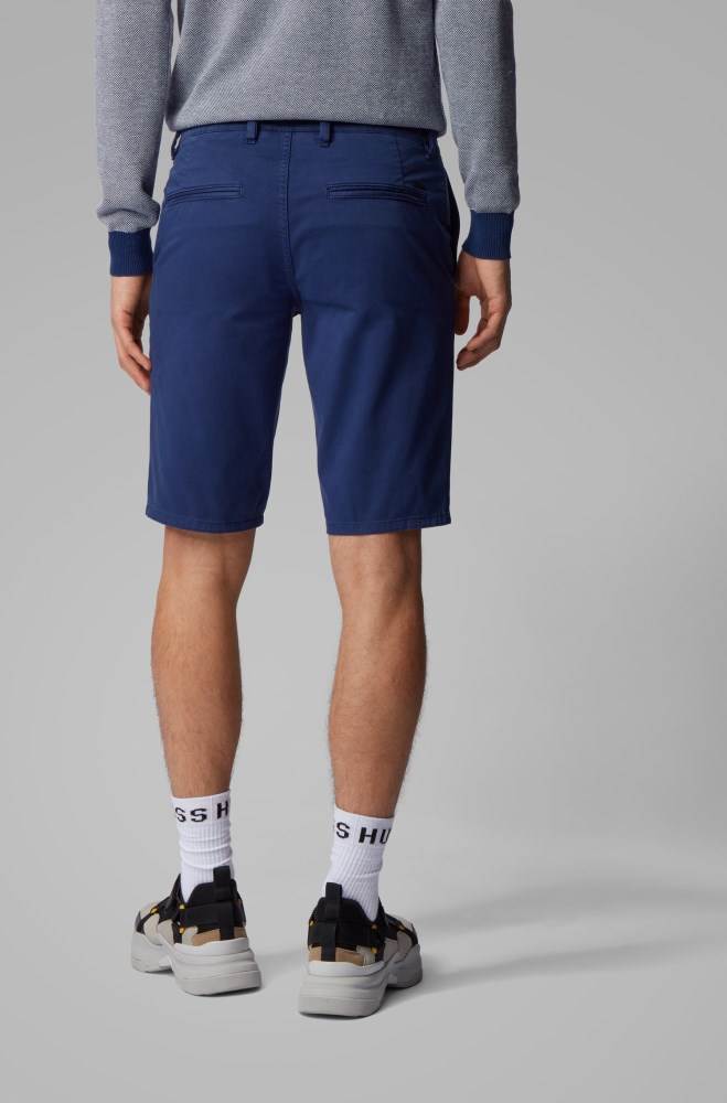 Hugo Boss Slim-fit chino shorts Mørke Blå | E0Bu4nqu