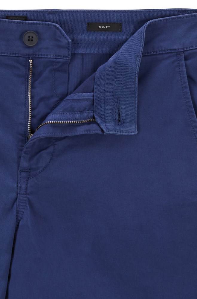 Hugo Boss Slim-fit chino shorts Mørke Blå | E0Bu4nqu