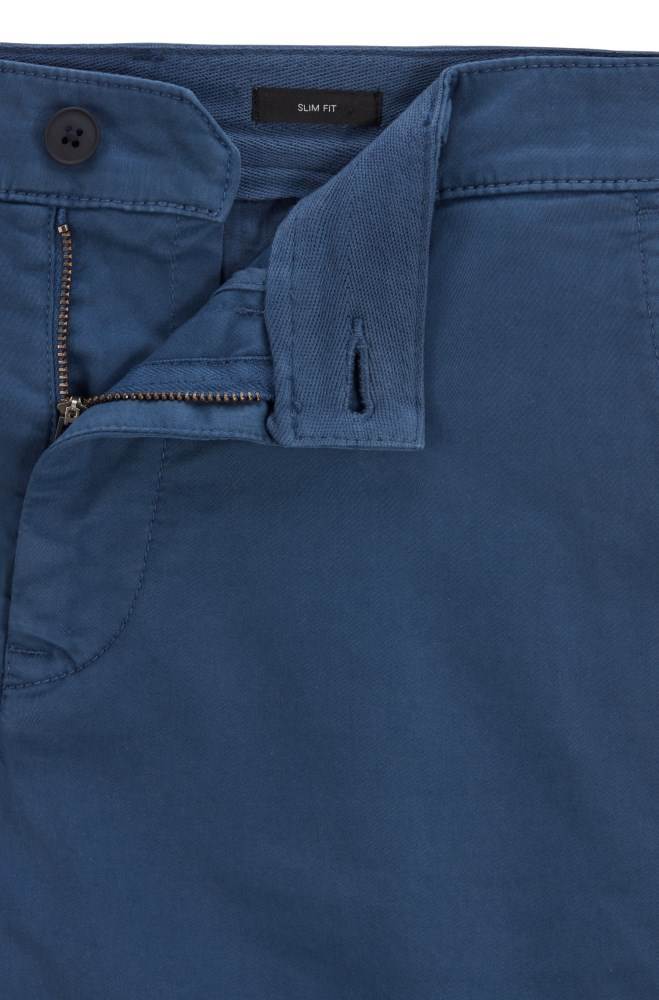 Hugo Boss Slim-fit chino shorts Mørke Blå | qoKDm9Fs