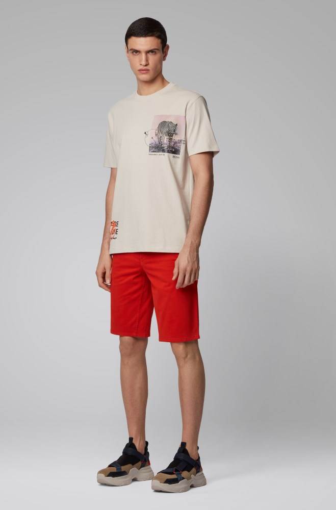 Hugo Boss Slim-fit chino shorts Mørke Oransje | Ok0ZOHpP