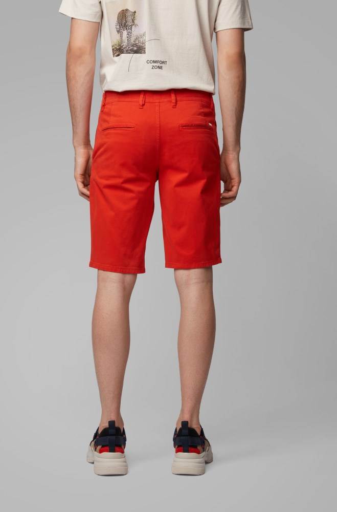 Hugo Boss Slim-fit chino shorts Mørke Oransje | Ok0ZOHpP