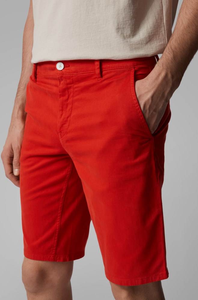 Hugo Boss Slim-fit chino shorts Mørke Oransje | Ok0ZOHpP