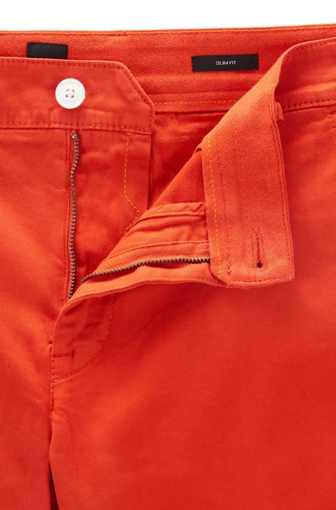 Hugo Boss Slim-fit chino shorts Mørke Oransje | Ok0ZOHpP