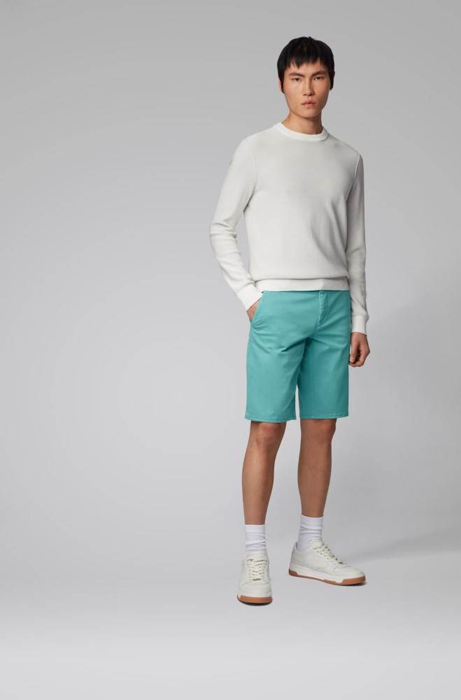 Hugo Boss Slim-fit chino shorts Turkis | xWxYV375