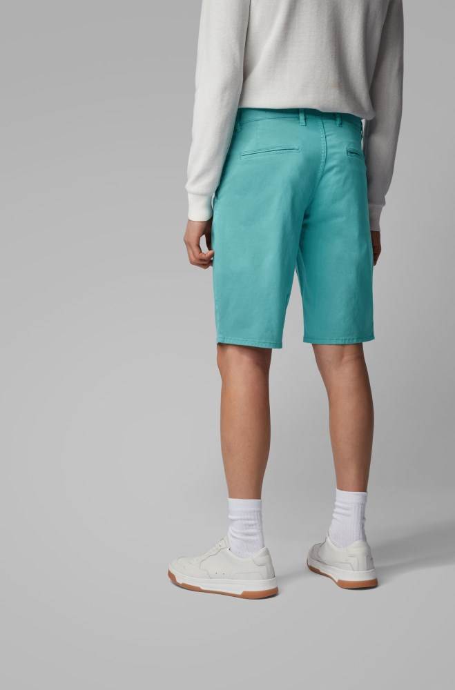 Hugo Boss Slim-fit chino shorts Turkis | xWxYV375