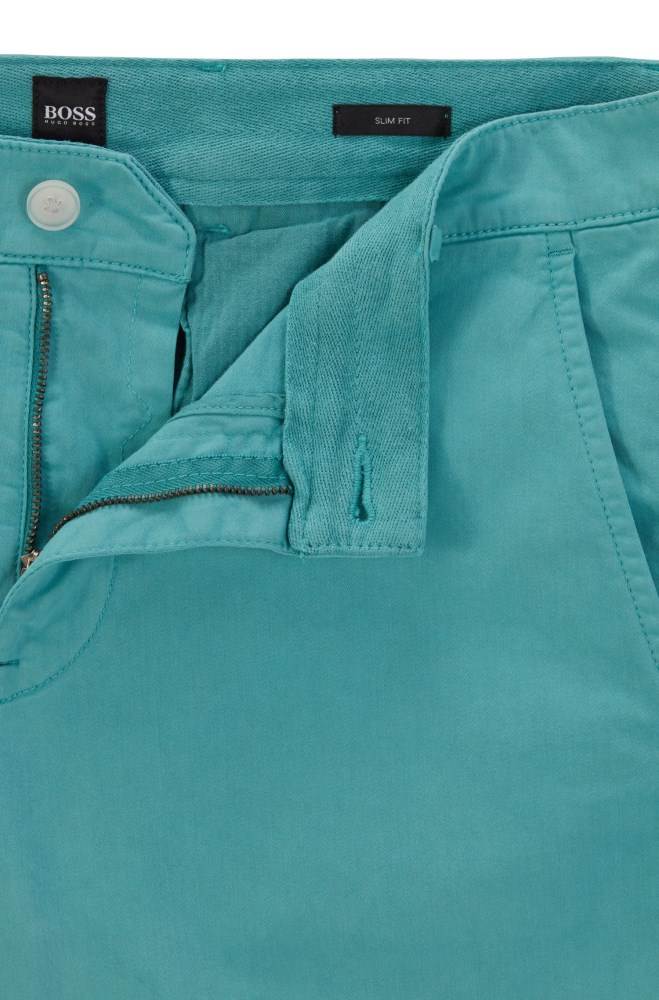 Hugo Boss Slim-fit chino shorts Turkis | xWxYV375